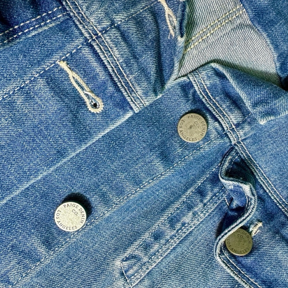 PAIGE Women's Vermont Denim Jacket with Woven Insert Embellishment - Picture 7 of 8